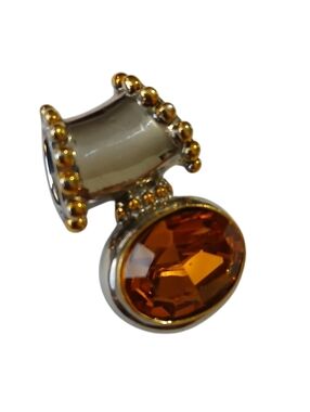 Gold and Amber Crystal Charm Pendant - Women Jewelry